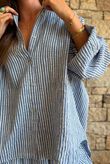 Sundaze Cheesecloth Chalk Stripe Boyfriend Shirt Denim